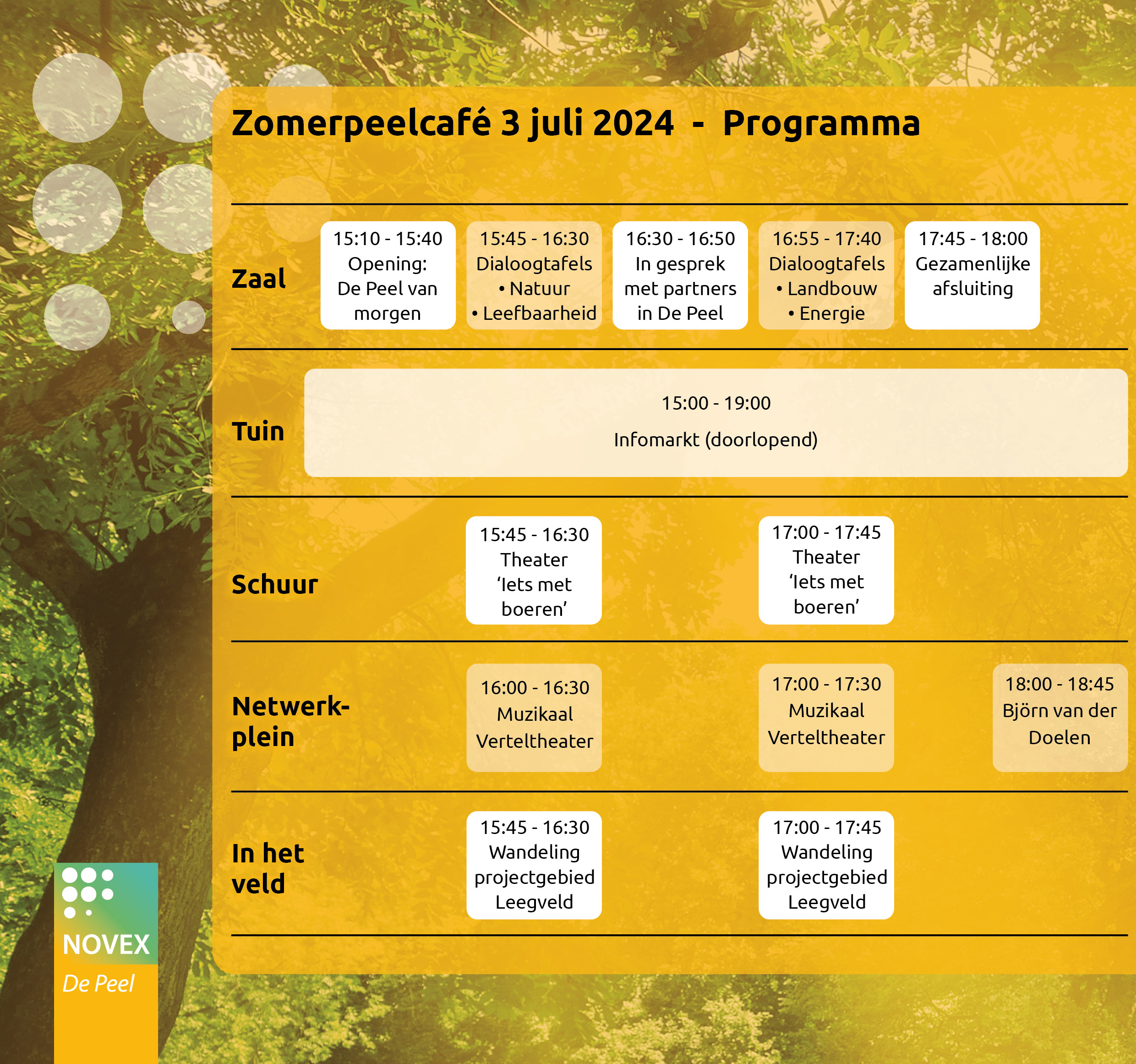 Blokkenschema Zomerpeelcafé 3 juli 2024
